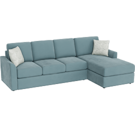 Perspective view of Mingle Flair Arm Foam 104 2 Piece Sectional With Right Arm Facing Chaise