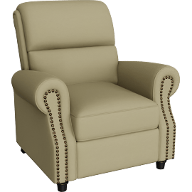 Perspective view of Warwick Push Back Recliner, Barley Tan Linen