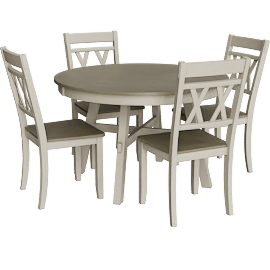 Perspective view of Myra White Dining Table Set For 4