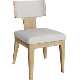 Perspective view of Mika Natural Oak Wood + Upholstered Back Dining Chair