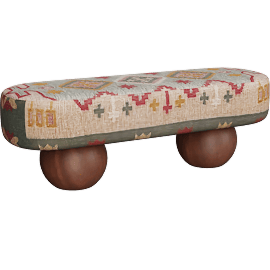 Perspective view of Rizi Textured Wool Upholstered Bench, Entryway