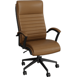 Perspective view of Branson Cognac Leather Executive Office Chair With Wheels
