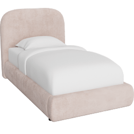 Perspective view of Aurora II Cloud Corduroy Twin Upholstered Platform Bed W/ Storage