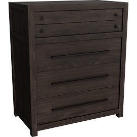 Perspective view of Sawyer Black Walnut 5 Drawer Display Chest