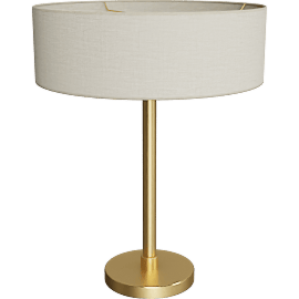 Perspective view of Cohen lamp, 18h, Satin brass/ white shade