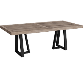 Perspective view of Aire Natural Wood + Black 84 Rectangular Dining Table