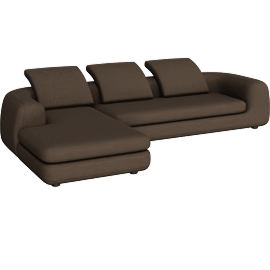 Perspective view of Americano Sectional w/ Chaise RHF, Deep, Pecora Chocolate