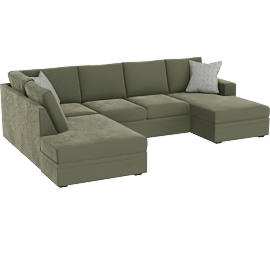 Perspective view of Bonaterra II 127 2 Piece Sectional With Right Arm Facing Sofa Chaise + Left Arm Facing Corner Chaise, Forest Green