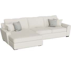 Perspective view of Delano Ivory 2 Piece Sectional With Left Arm Facing Oversized Chaise