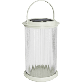 Perspective view of Kimball Small LED White Metal Solar Lantern 14.5"
