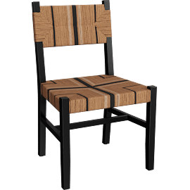 Perspective view of Prita Bohemian Paper Loom & Black Mahogany Wood Dining Chair
