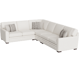 Perspective view of Greer Vanilla White Leather 4 Piece 133 Modular L-Shaped Sectional With Right Arm Facing & Left Arm Facing Loveseat Armless Chair and Corner