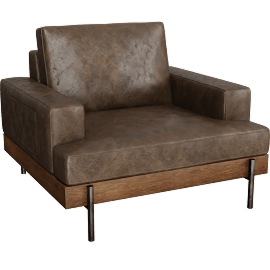 Perspective view of Moreen Chocolate Top Grain Leather Chair, Club Chair