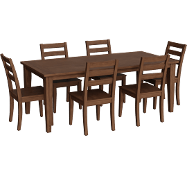 Perspective view of Jayden Brown Acacia Wood 65-79 Extendable Dining Set For 6