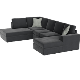 Perspective view of Bonaterra II Gun Metal 127 2 Piece Sectional With Right Arm Facing Sofa Chaise + Left Arm Facing Corner Chaise