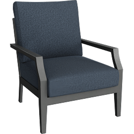 Perspective view of PORTOFINO OUTDOOR METAL + NAVY SUNTASTIC LOUNGE CHAIR
