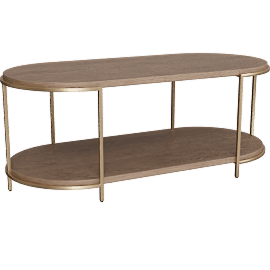 Perspective view of Toro Brown + Gold 48 Oval Coffee Table