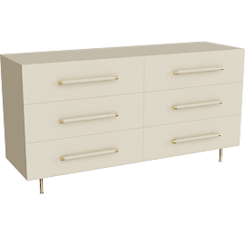 Perspective view of Trident Taupe With Brass Accents 6 Drawer Dresser