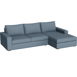 Perspective view of Araceli II French Blue 2 Piece Sectional With Right Arm Facing Chaise