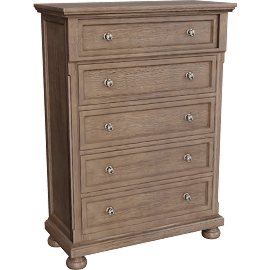 Perspective view of Bevel Brown 5 Drawer Chest