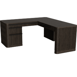 Perspective view of Durham Pedestal Desk With Open Return