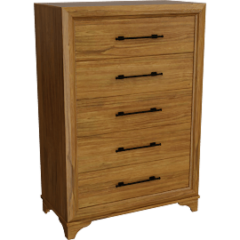 Perspective view of Carlie Honey Brown 5 Drawer Wood Chest