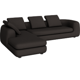 Perspective view of Americano Sectional w/ Chaise RHF, Standard, Pebbleweave Chocolate