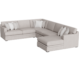 Perspective view of Anacapa Cement Grey 141 4 Piece Full Sleeper Sectional With Right Arm Facing Chaise