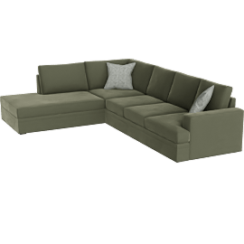 Perspective view of Bonaterra II 127 2 Piece Sectional With Right Arm Facing Sofa & Left Arm Facing Corner Chaise, Forest Green