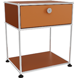 Perspective view of USM Haller P2 Bedside Table, Sahara