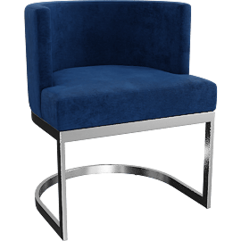 Perspective view of Gianna Navy Velvet Dining Chair With Chrome Finish