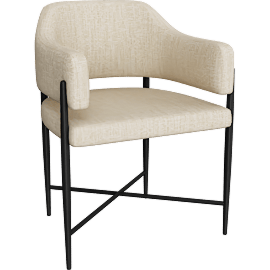Perspective view of Zanne Cream Textured Performance Boucle Fabric Dining Chair, Performance Fabric