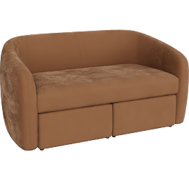 Perspective view of Kiko Modern Sofa Settee & Dual Nesting Ottoman Set, Copper