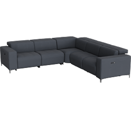 Perspective view of Alessa II Steel Grey Fabric 114 5 Piece Power Zero Gravity Reclining Sectional With 2 Armless Chairs