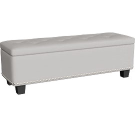 Perspective view of Caius Grayish Beige Fabric Upholstered Button-Tufting Storage Ottoman Bench, Entryway, Shoe Bench