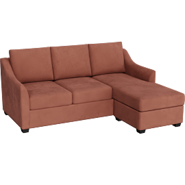Perspective view of Porthos II Cinnamon 80 Queen Sleeper Sofa With Memory Foam Mattress & Reversible Chaise