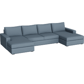 Perspective view of Araceli II French Blue 3 Piece Dual Chaise Sectional