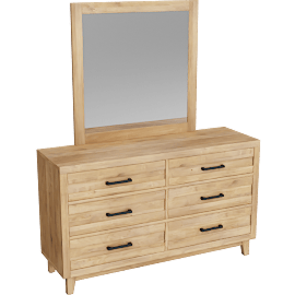 Perspective view of Ranier Natural II 6 Drawer Dresser/Mirror
