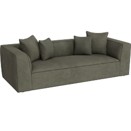 Perspective view of Vallora Sofa, Olive Green Upcycled Basketweave