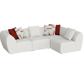 Perspective view of Longvale Beige 4 Piece Modular Sectional