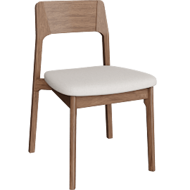 Perspective view of Casey Walnut Wood Upholstered Open Back Dining Chair
