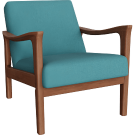 Perspective view of Zephyr Turquoise Blue Fabric Accent Lounge Arm Chair, Club