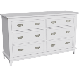 Perspective view of Chase White 6-Drawer Dresser