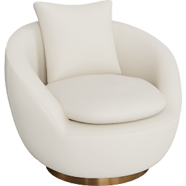 Perspective view of Celine Cream Beige Swivel Chair