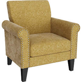 Perspective view of Barnet Accent Chair, Gold Chenille
