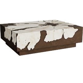 Perspective view of Obra 51" Coffee Table, Cafe Milpa