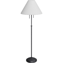 Perspective view of Lucille floor lamp, Graphite/ White pleated shade
