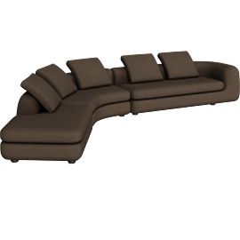 Perspective view of Americano Corner Sectional Sweep, LHF, Pecora Chocolate