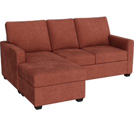 Perspective view of Aramis II Cinnamon 83 Queen Sleeper Sofa With Memory Foam Mattress & Reversible Chaise