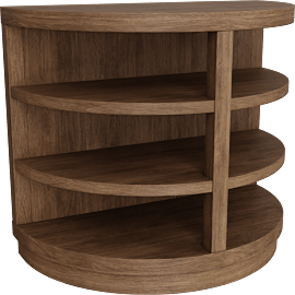 Perspective view of Parallel 28 Wide Wood Demilune End Table, Shelves
